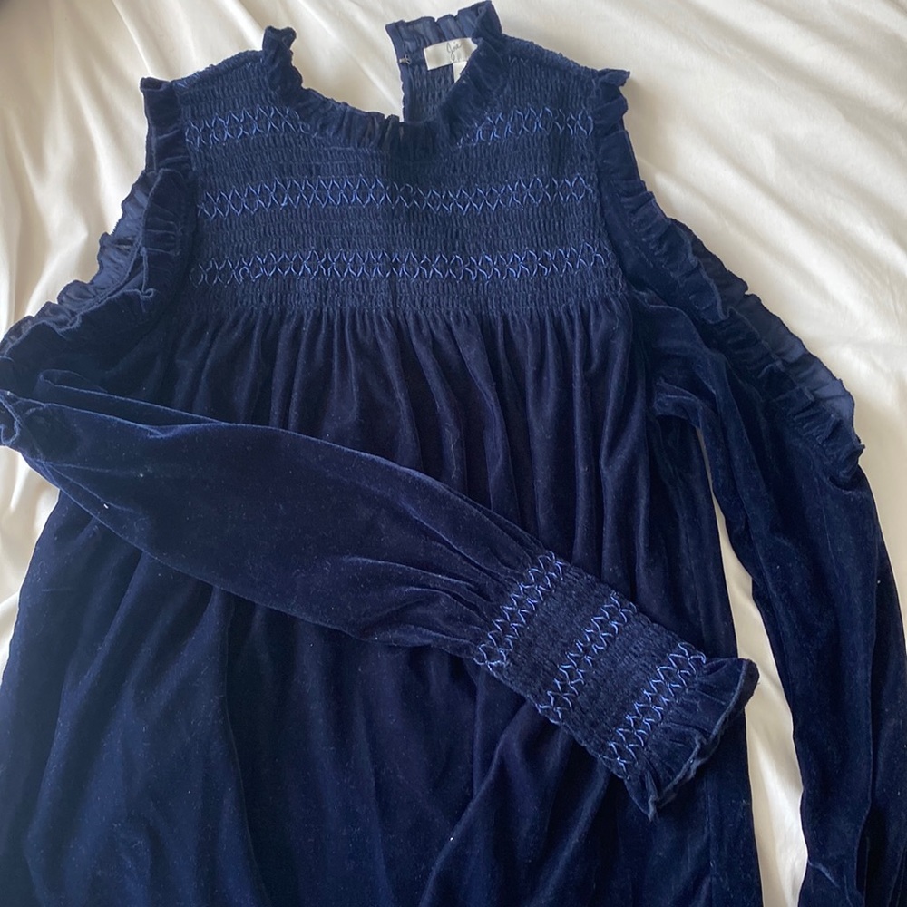 Joie - Blue Velvet - Long Sleeve Top - Cut Out Shoulders